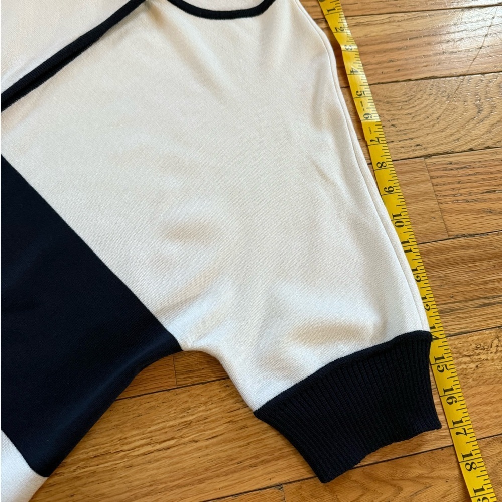 St John Blue/White Colorblock Short Sleeve Cardigan Sweater Women’s Size Small - Picture 4 of 16